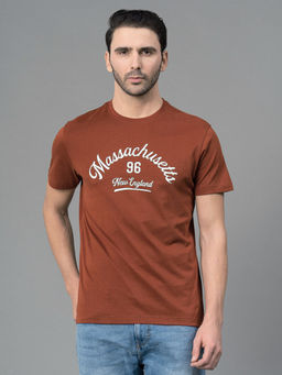 Red Tape - Rust Cotton Round Neck Mens Half Sleeve T-Shirt