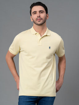 Red Tape - Yellow Solid Cotton Mens Half Sleeve Polo T-Shirt