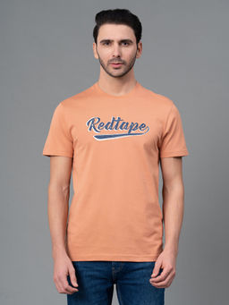 Red Tape - Peach Cotton Round Neck Mens Half Sleeve T-Shirt