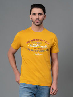 Red Tape - Yellow Cotton Round Neck Mens Half Sleeve T-Shirt