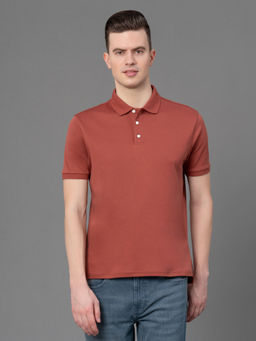 Red Tape - Rust Solid Cotton Mens Polo T-Shirt
