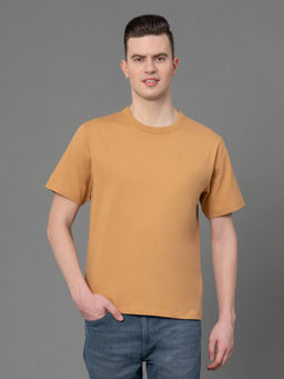 Red Tape - Beige Solid Cotton Mens T-Shirt