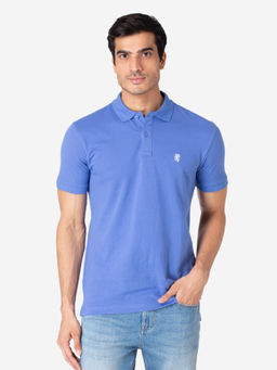Red Tape - Mens Blue Solid Half Sleeve Cotton Polo T-Shirt