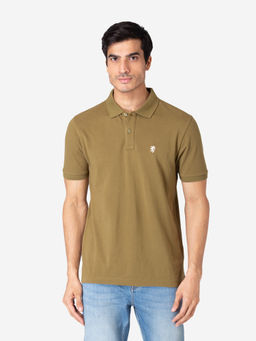 Red Tape - Mens Olive Solid Half Sleeve Cotton Polo T-Shirt