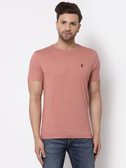 Red Tape - Mens Pale Pink Solid Half Sleeve Cotton Round Neck T-Shirt