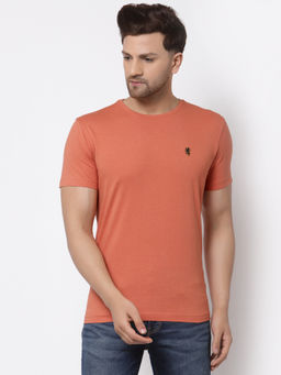 Red Tape - Mens Peach Solid Half Sleeve Cotton Round Neck T-Shirt