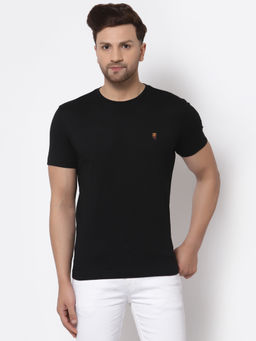 Red Tape - Mens Black Solid Half Sleeve Cotton Round Neck T-Shirt