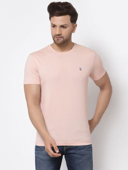 Red Tape - Mens Light Pink Solid Half Sleeve Cotton Round Neck T-Shirt