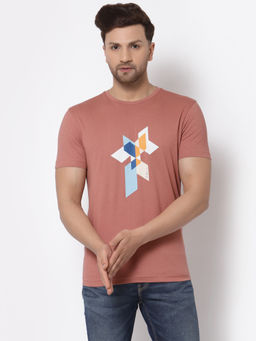 Red Tape - Mens Pale Pink Half Sleeve Cotton Round Neck T-Shirt