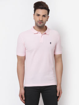 Red Tape - Mens Pink Solid Half Sleeve Cotton Polo T-Shirt