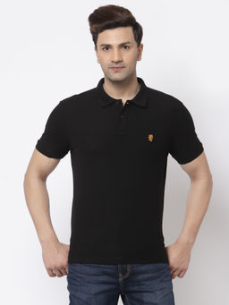 Red Tape - Mens Black Solid Half Sleeve Cotton Polo T-Shirt