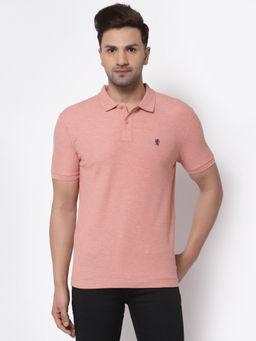 Red Tape - Mens Dark Peach Melange Half Sleeve Cotton Polo T-Shirt
