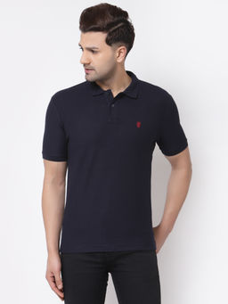 Red Tape - Mens Navy Blue Solid Cotton Polo T-Shirt