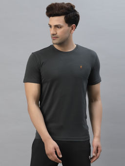 Red Tape - Mens Space Grey Solid Half Sleeve Cotton Round Neck T-Shirt