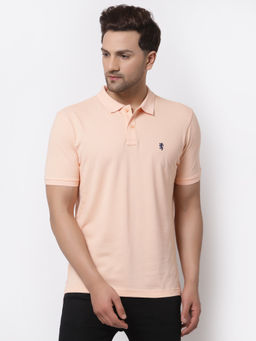 Red Tape - Mens Peach Solid Half Sleeve Cotton Polo T-Shirt