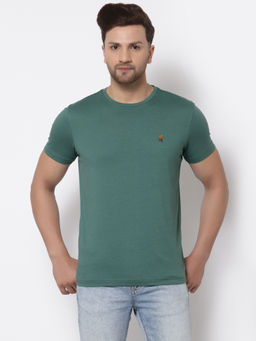Red Tape - Mens Green Solid Half Sleeve Cotton Round Neck T-Shirt