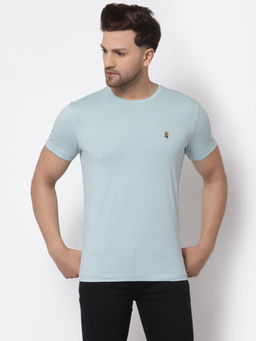 Red Tape - Mens Sky Blue Solid Half Sleeve Cotton Round Neck T-Shirt