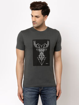 Red Tape - Mens Space Grey Half Sleeve Cotton Round Neck T-Shirt