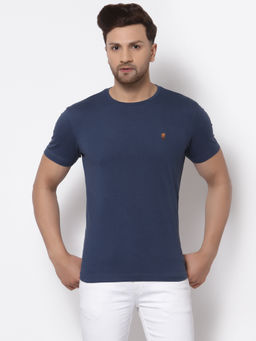 Red Tape - Mens Airforce Blue Solid Half Sleeve Cotton Round Neck T-Shirt