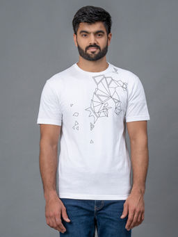 Red Tape - Mens White Cotton Round Neck T-Shirt