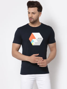 Red Tape - Mens Navy Blue Half Sleeve Cotton Round Neck T-Shirt