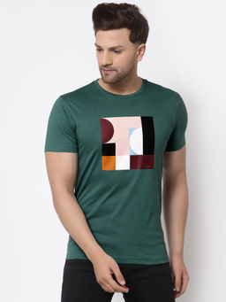 Red Tape - Mens Green Half Sleeve Cotton Round Neck T-Shirt