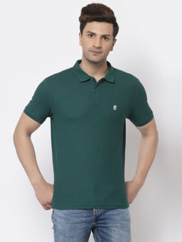 Red Tape - Mens Green Solid Half Sleeve Cotton Polo T-Shirt