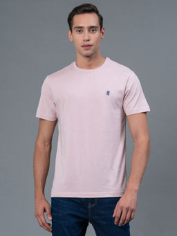 Red Tape - Light Pink Solid Cotton Mens T-Shirt