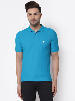 Red Tape - Mens Blue Solid Half Sleeve Cotton Polo T-Shirt