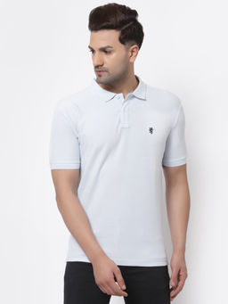 Red Tape - Mens Light Blue Solid Half Sleeve Cotton Polo T-Shirt