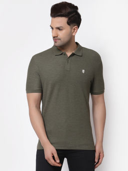 Red Tape - Mens Olive Melange Half Sleeve Cotton Polo T-Shirt