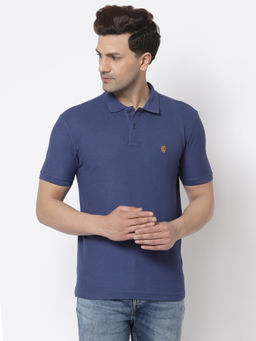 Red Tape - Mens Dark Blue Solid Half Sleeve Cotton Polo T-Shirt