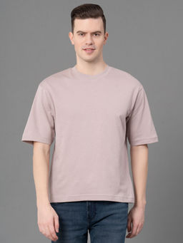 Red Tape - Pale Pink Poly Cotton Solid Mens Oversized T-Shirt