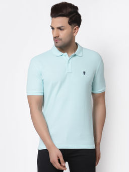Red Tape - Mens Mint Blue Solid Half Sleeve Cotton Polo T-Shirt