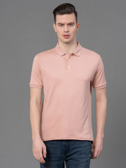 Red Tape - Men Pale Pink Cotton Solid Polo T-Shirt