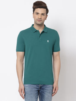 Red Tape - Mens Green Solid Half Sleeve Cotton Polo T-Shirt
