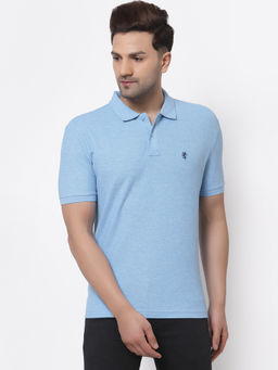 Red Tape - Mens Cobalt Blue Melange Half Sleeve Cotton Polo T-Shirt