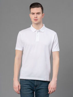 Red Tape - White Modal Poly Cotton Mens Polo T-Shirt