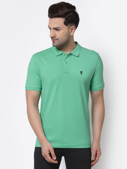 Red Tape - Mens Parrot Green Solid Half Sleeve Cotton Polo T-Shirt