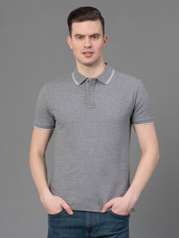 Red Tape - Grey Poly Cotton Elastane Mens Polo T-Shirt