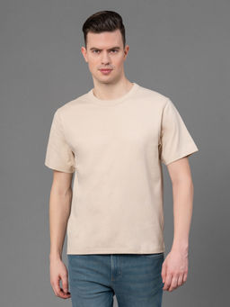 Red Tape - Beige Cotton Solid Mens T-Shirt