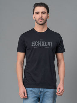 Red Tape - Black Cotton Round Neck Mens Half Sleeve T-Shirt