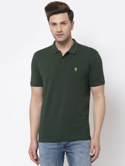 Red Tape - Forest Green Solid Cotton Mens Polo T-Shirt
