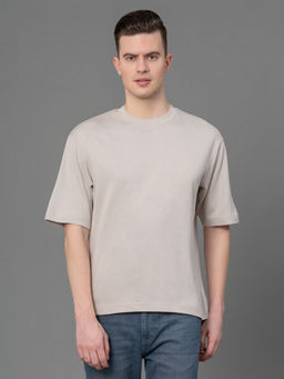 Red Tape - Grey Solid Poly Cotton Mens Oversized T-Shirt