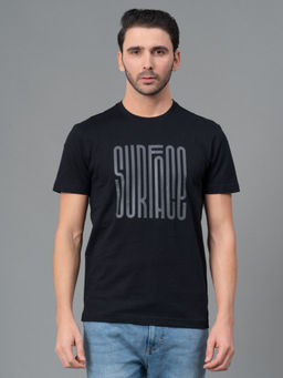 Red Tape - Black Cotton Round Neck Mens Half Sleeve T-Shirt