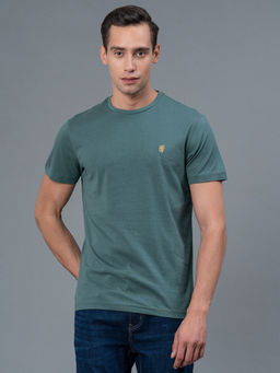 Red Tape - Slate Green Solid Cotton Mens T-Shirt