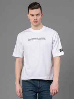 Red Tape - White Poly Cotton Mens Oversized T-Shirt