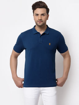 Red Tape - Mens Teal Solid Half Sleeve Cotton Polo T-Shirt