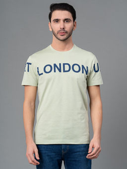 Red Tape - Light Green Cotton Round Neck Mens Half Sleeve T-Shirt