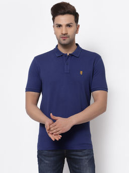 Red Tape - Mens Navy Blue Solid Half Sleeve Cotton Polo T-Shirt